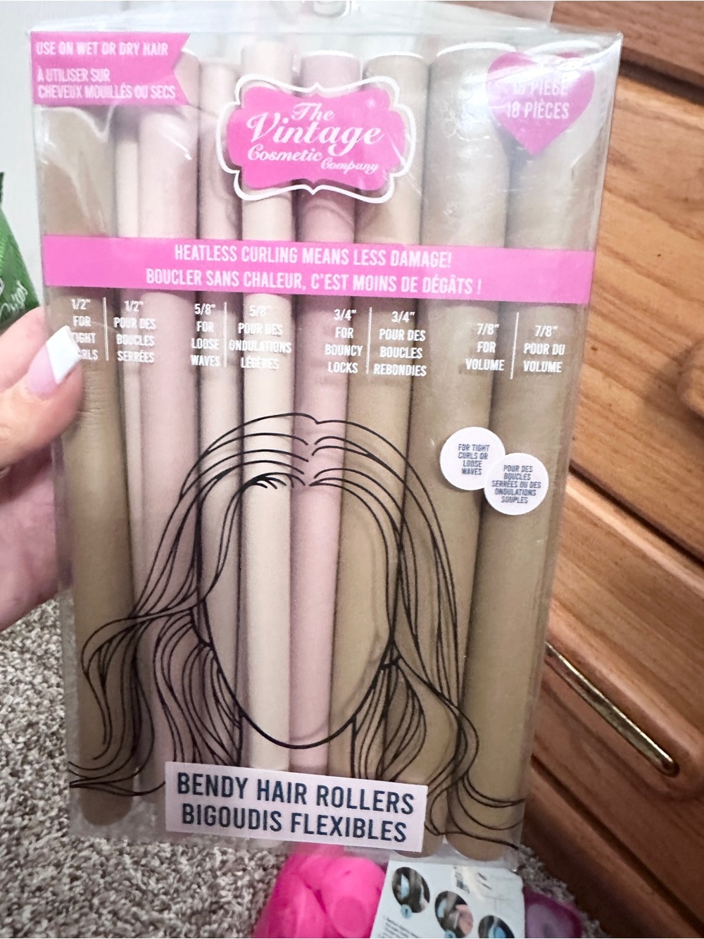 Silicone Hair Curlers Set - Pink by Vintage Collection - Picture 4 of 4
